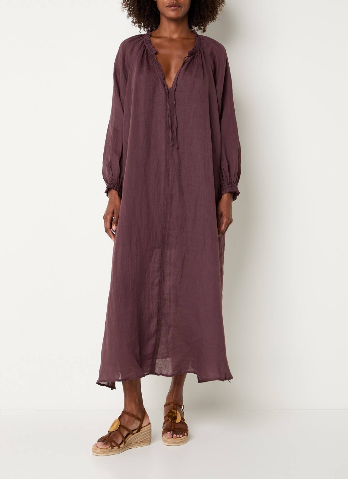 Summum Maxi tuniekjurk met ballonmouw - detail 4 aubergine