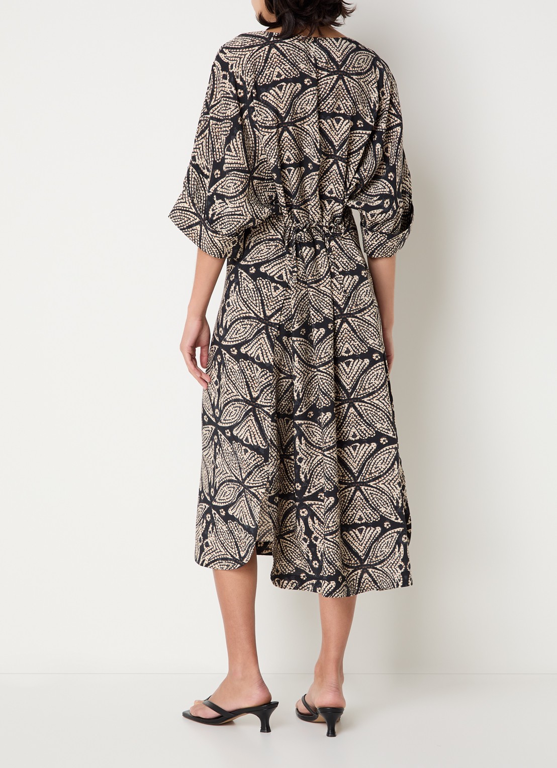 Summum Midi tuniekjurk met print en V-hals  - achterkant 4 zwart