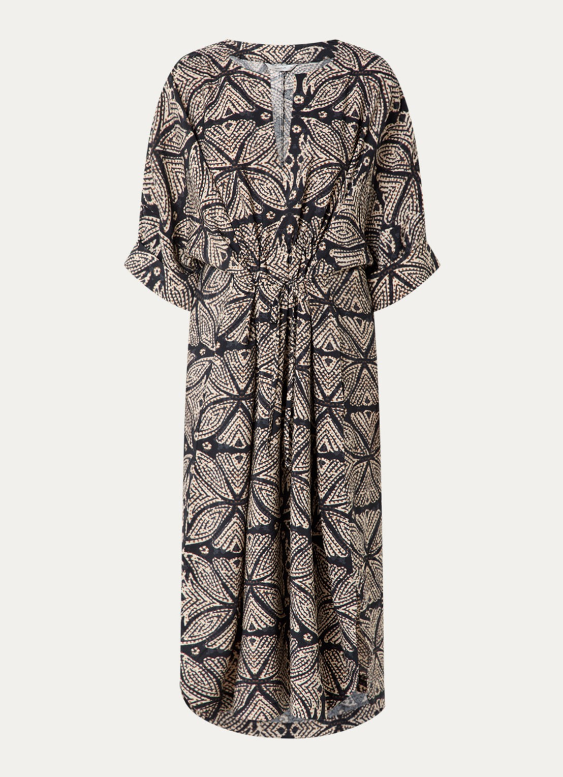 Summum Midi tuniekjurk met print en V-hals  - voorkant zwart