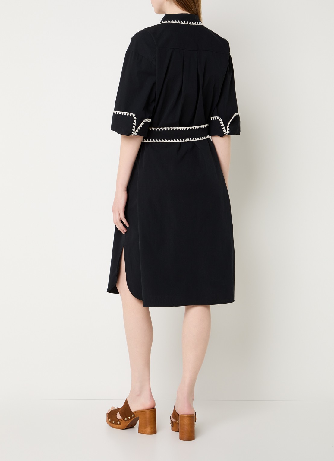 Summum Mini blousejurk met strikceintuur - achterkant 3 zwart