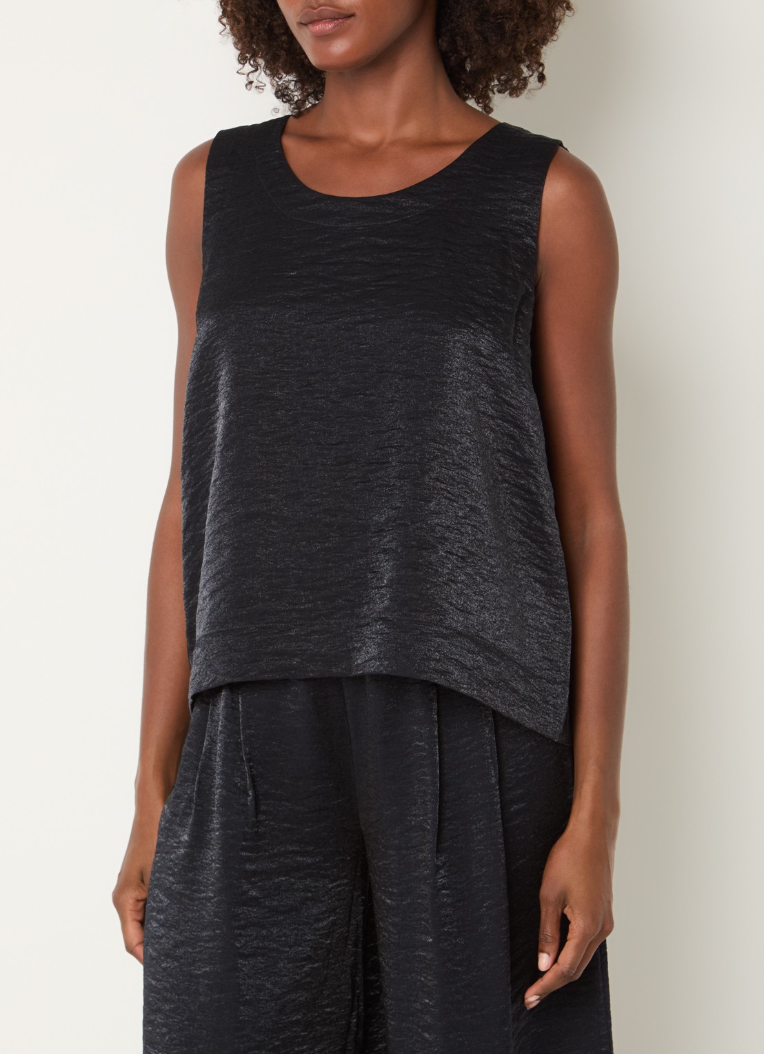 Summum Mouwloze top met lurex en structuur - detail 4 donkerblauw