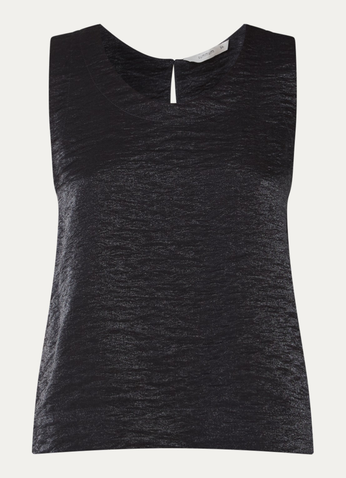 Summum Mouwloze top met lurex en structuur - voorkant 2 donkerblauw