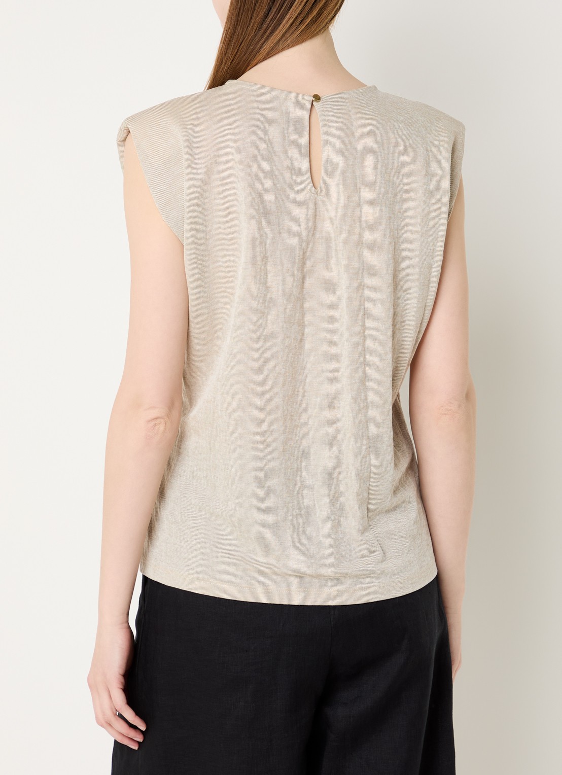 Summum Mouwloze top met schoudervulling - achterkant beige