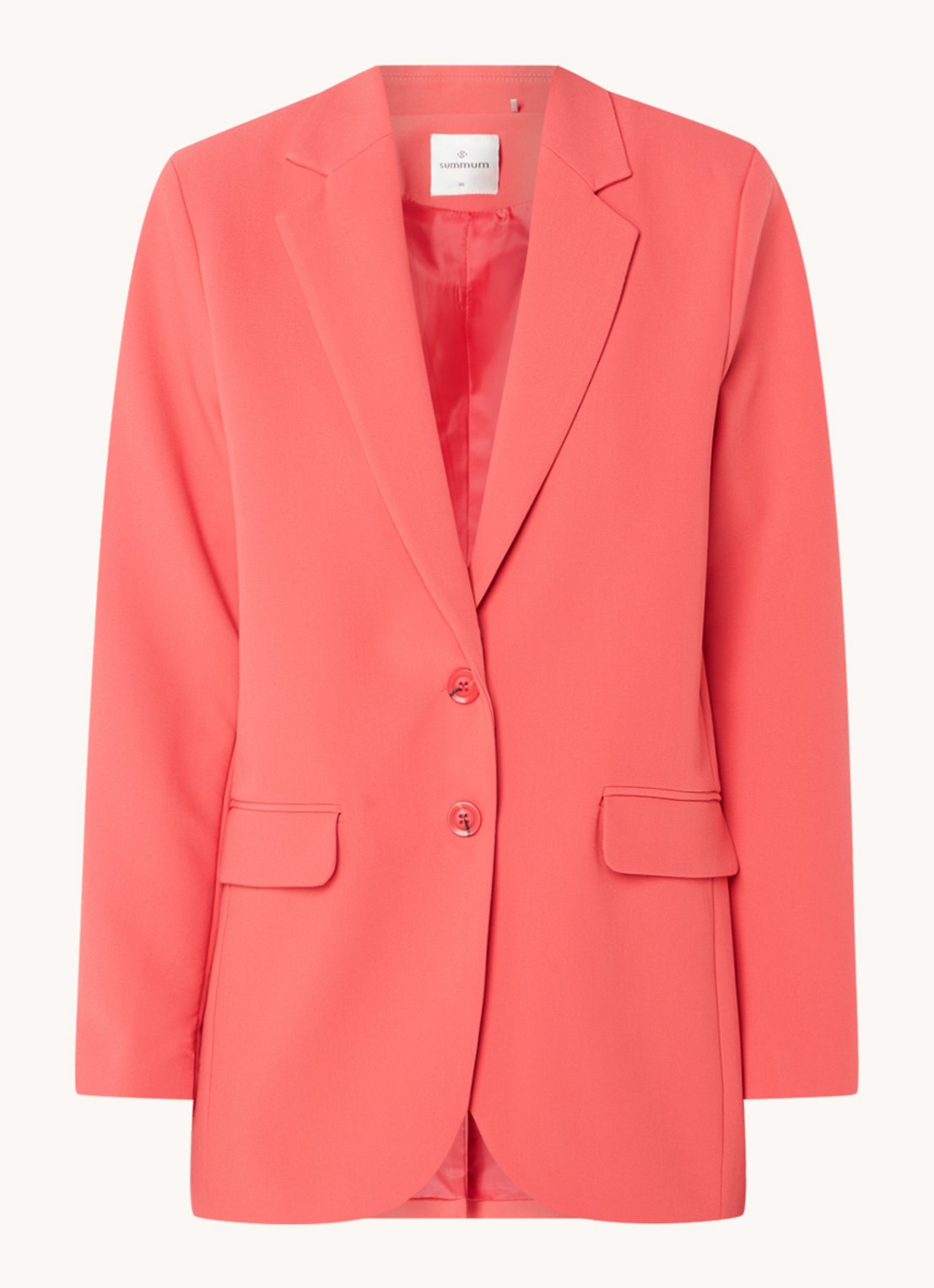 Summum Oversized blazer met klepzakken - voorkant 2 koraal