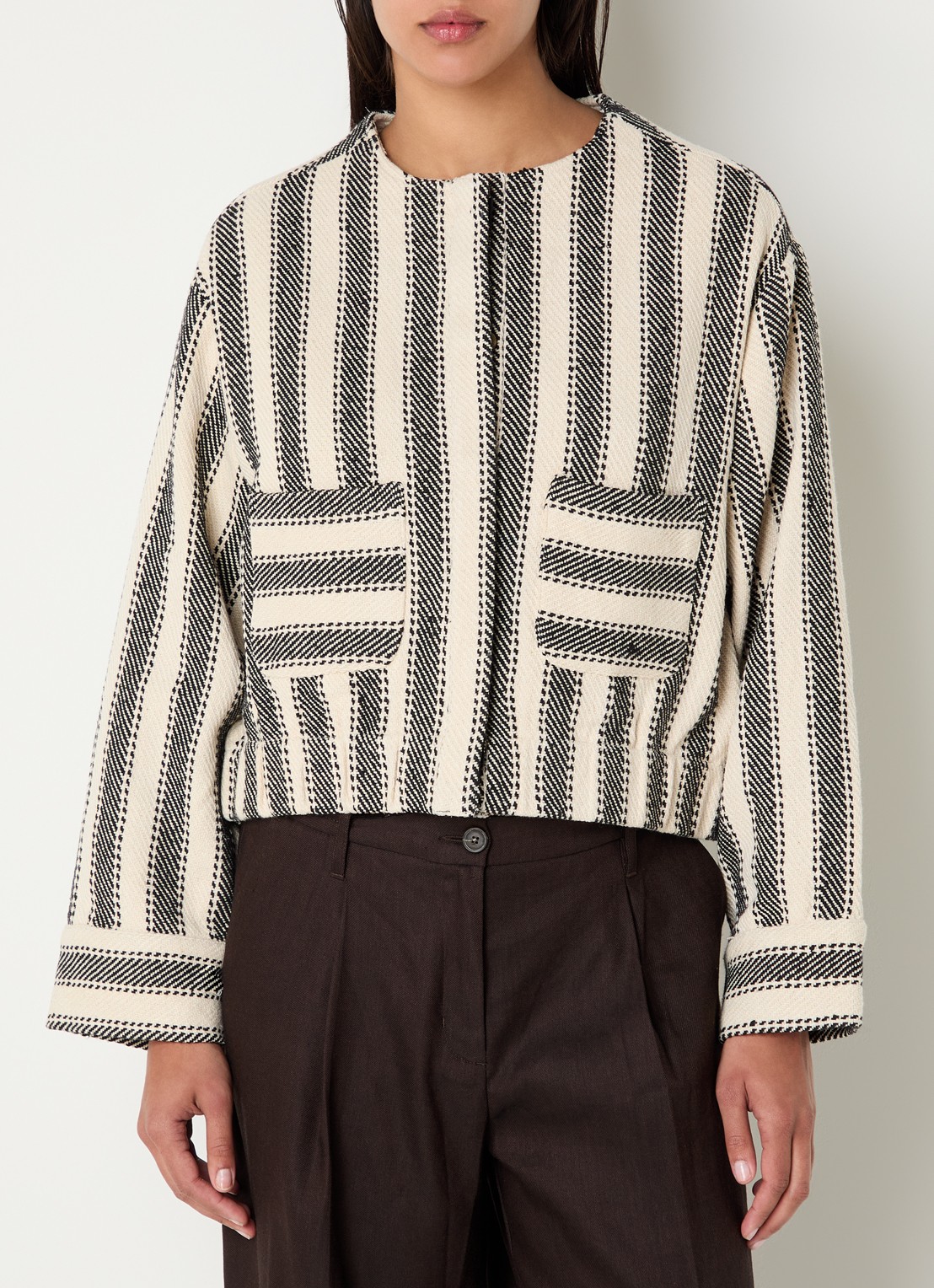 Summum Reversible jack met streepprint - detail zwart