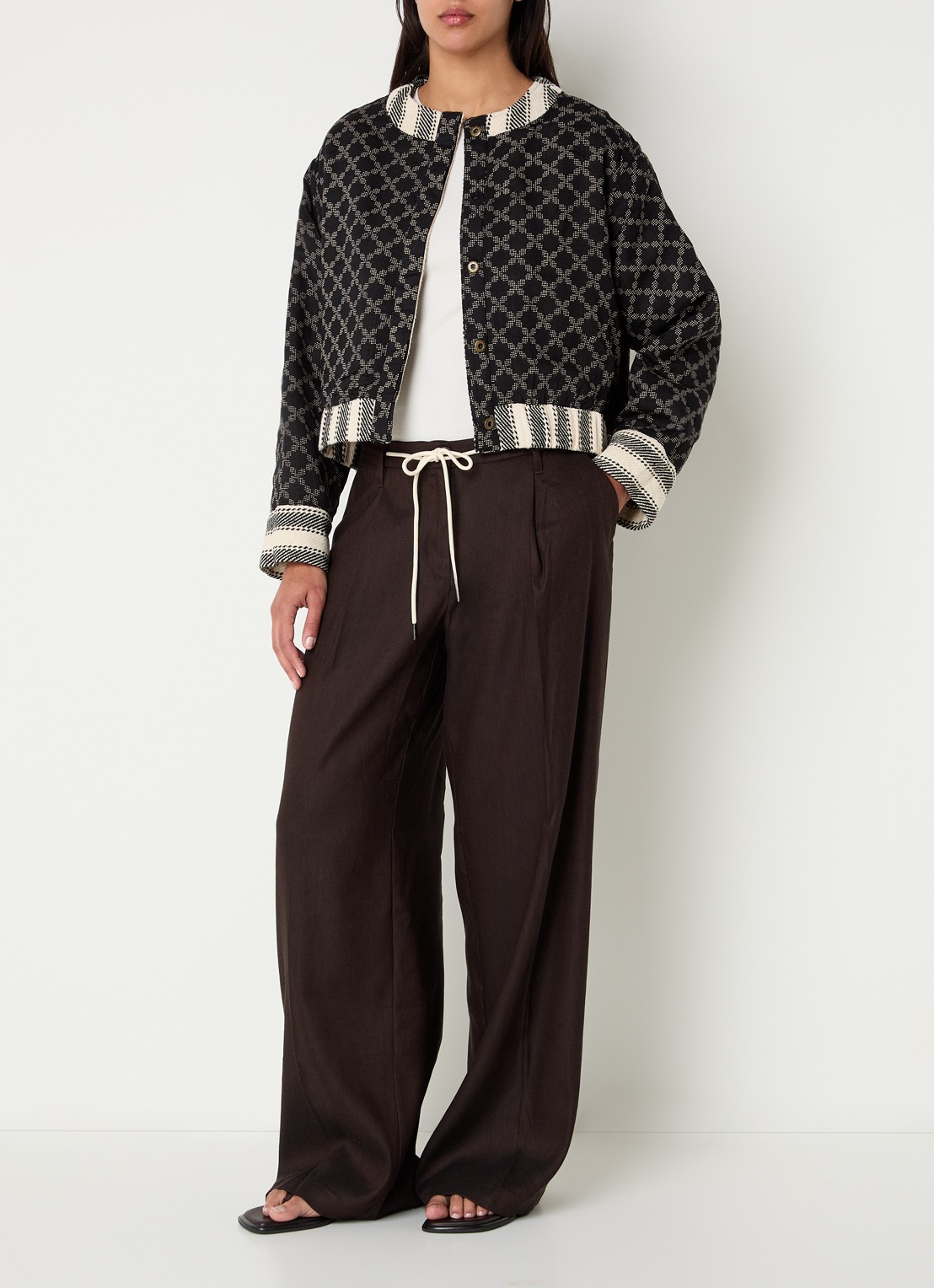 Summum Reversible jack met streepprint - voorkant 4 zwart