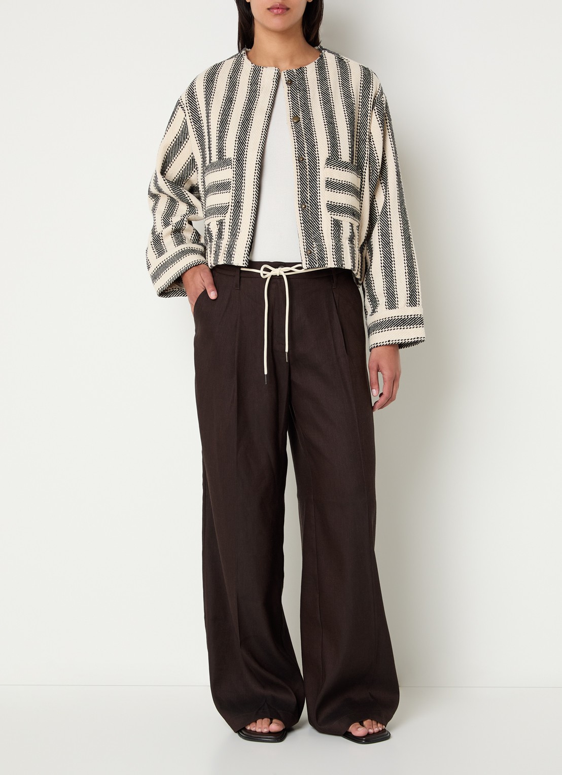 Summum Reversible jack met streepprint - voorkant 5 zwart