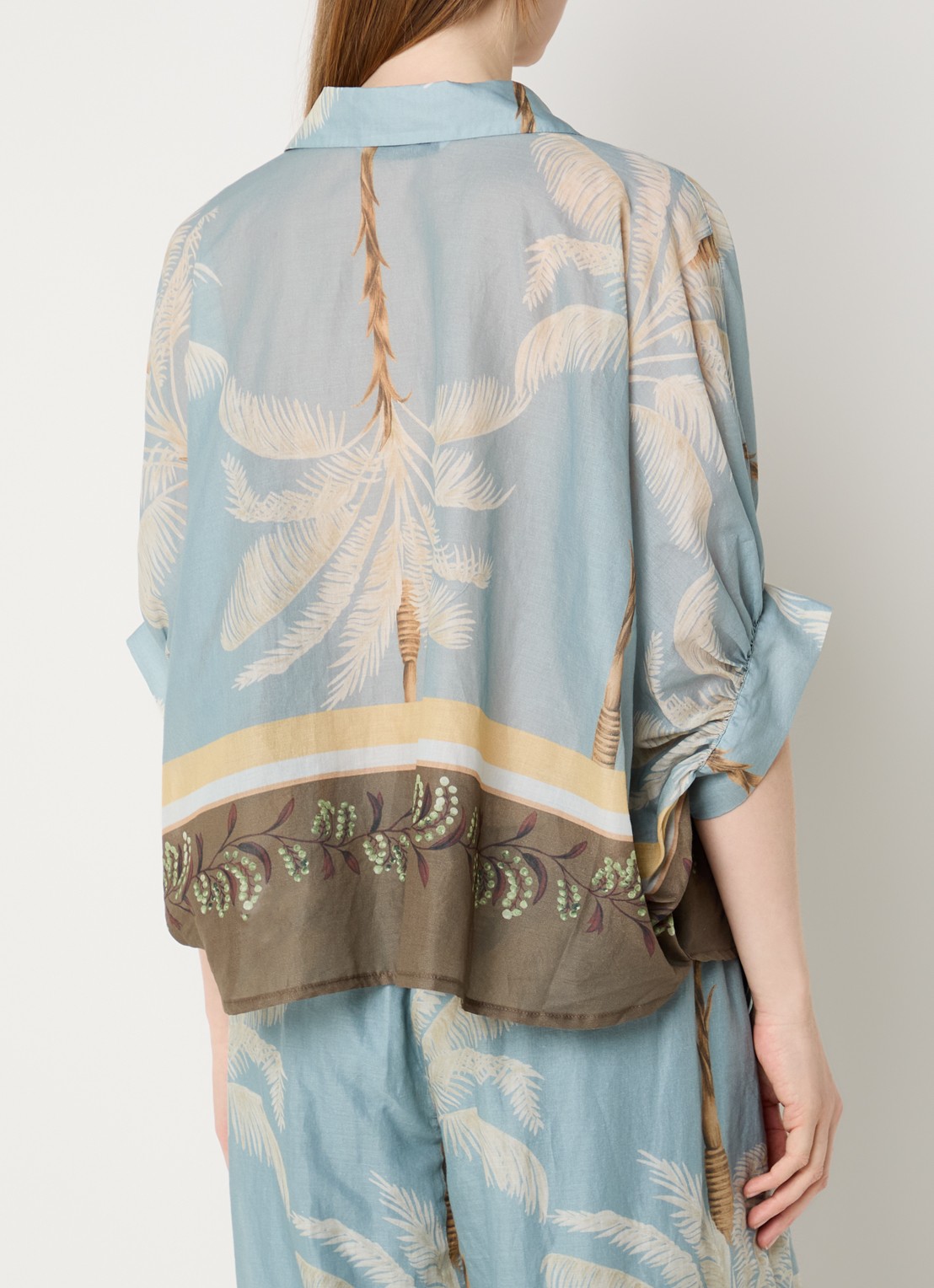 Summum Semi-transparante blouse met print - achterkant 4 blauw