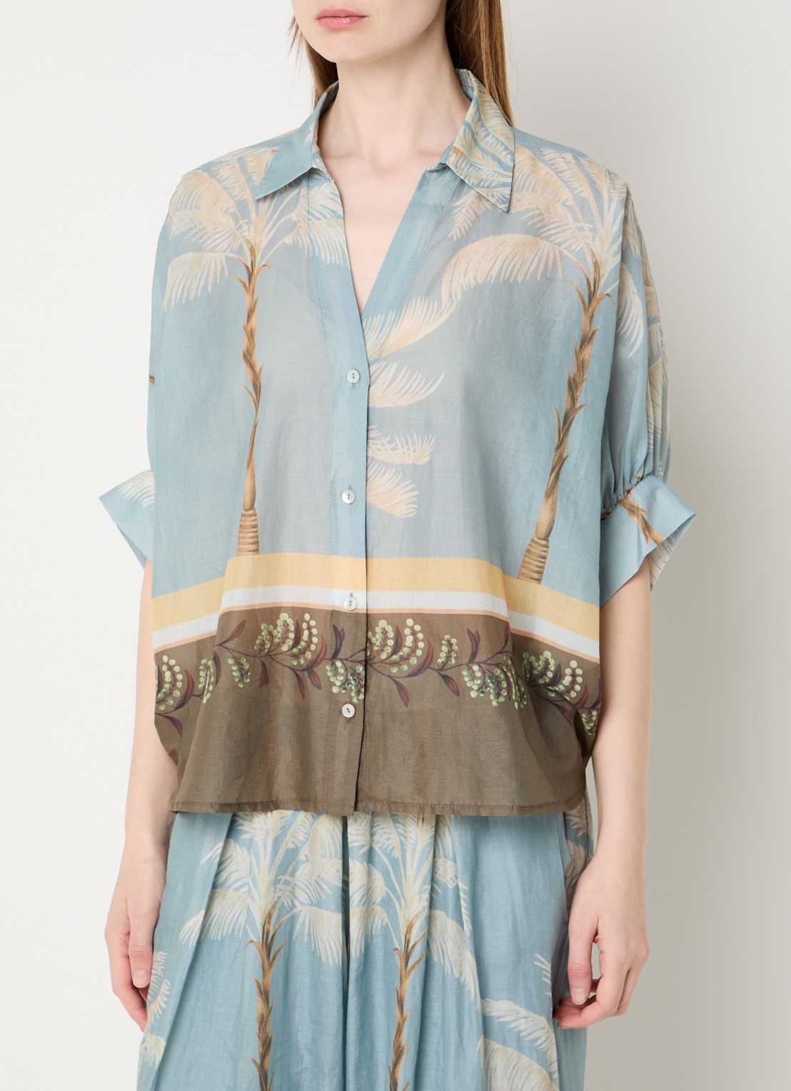 Summum Semi-transparante blouse met print - detail 3 blauw