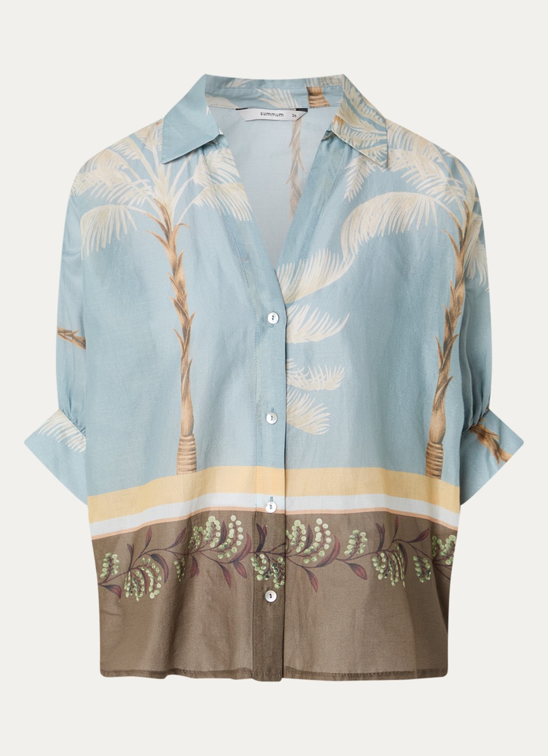 Summum Semi-transparante blouse met print - voorkant blauw