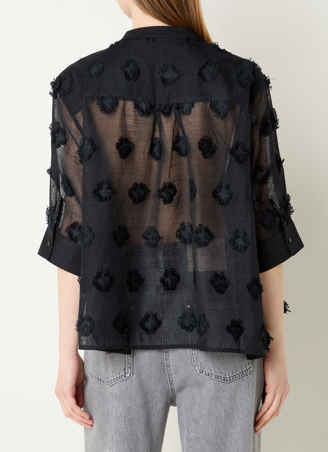 Summum Semi-transparante blouse met structuur - achterkant 4 zwart