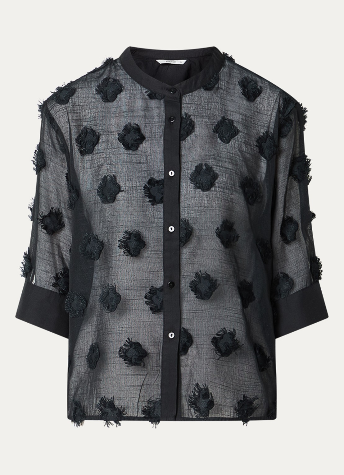 Summum Semi-transparante blouse met structuur - voorkant zwart