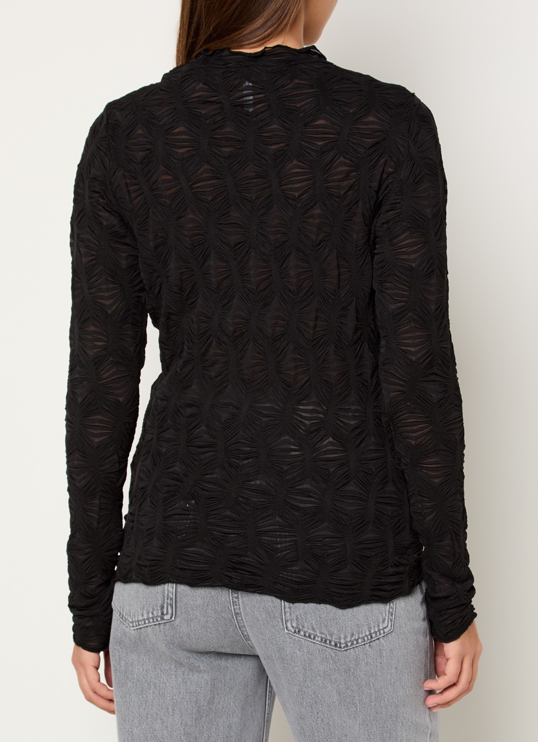 Summum Semi-transparante top met plooidetail - achterkant zwart