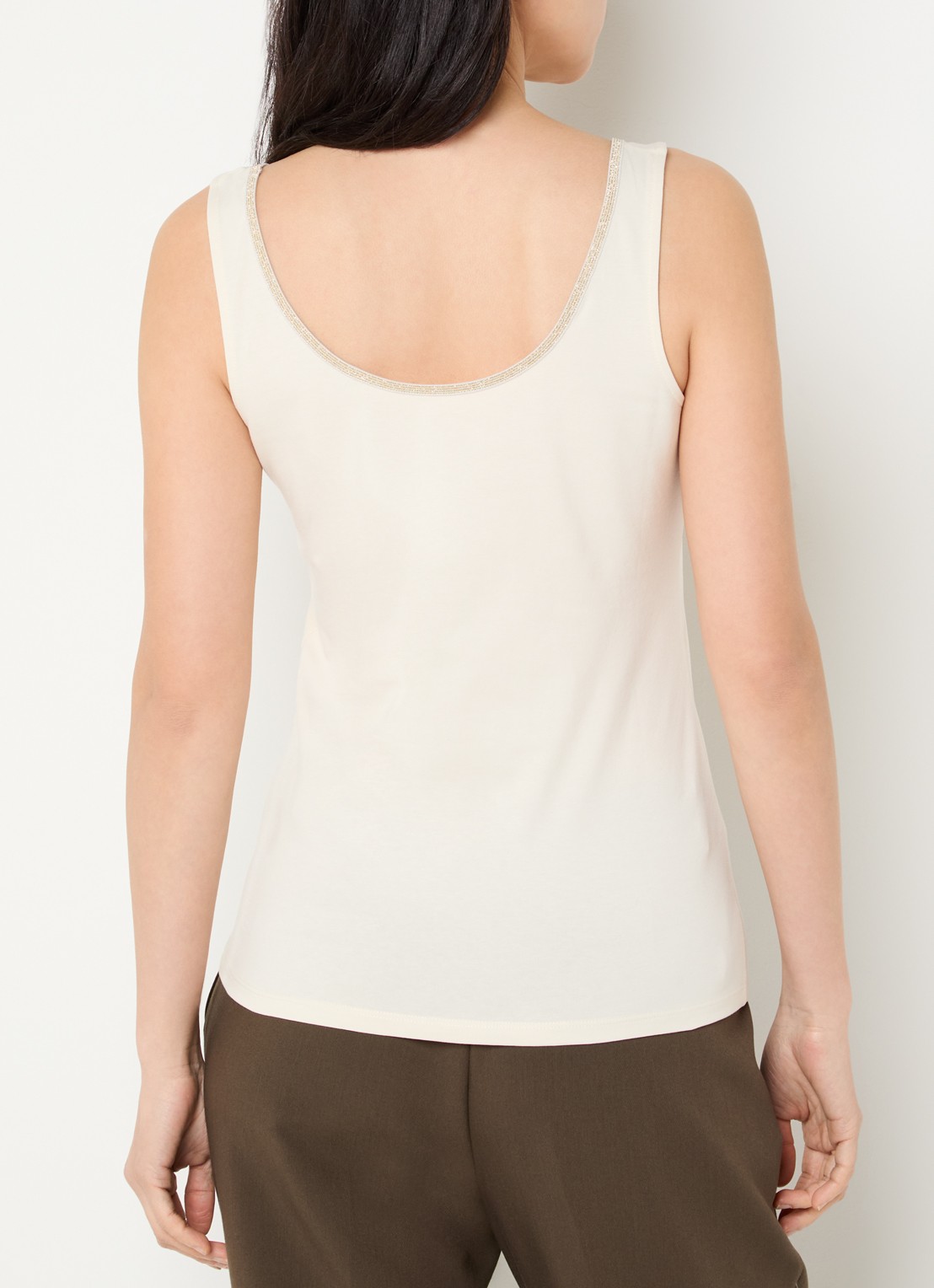 Summum Tanktop met lurex - achterkant ivoor