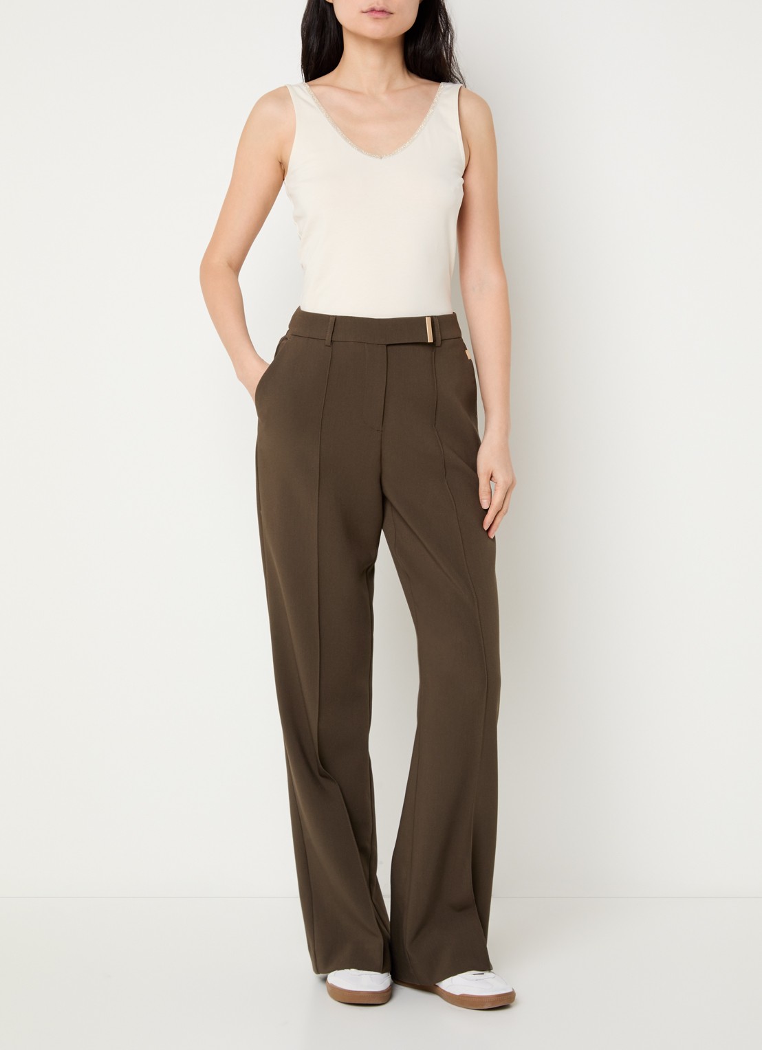 Summum Tanktop met lurex - voorkant 3 ivoor