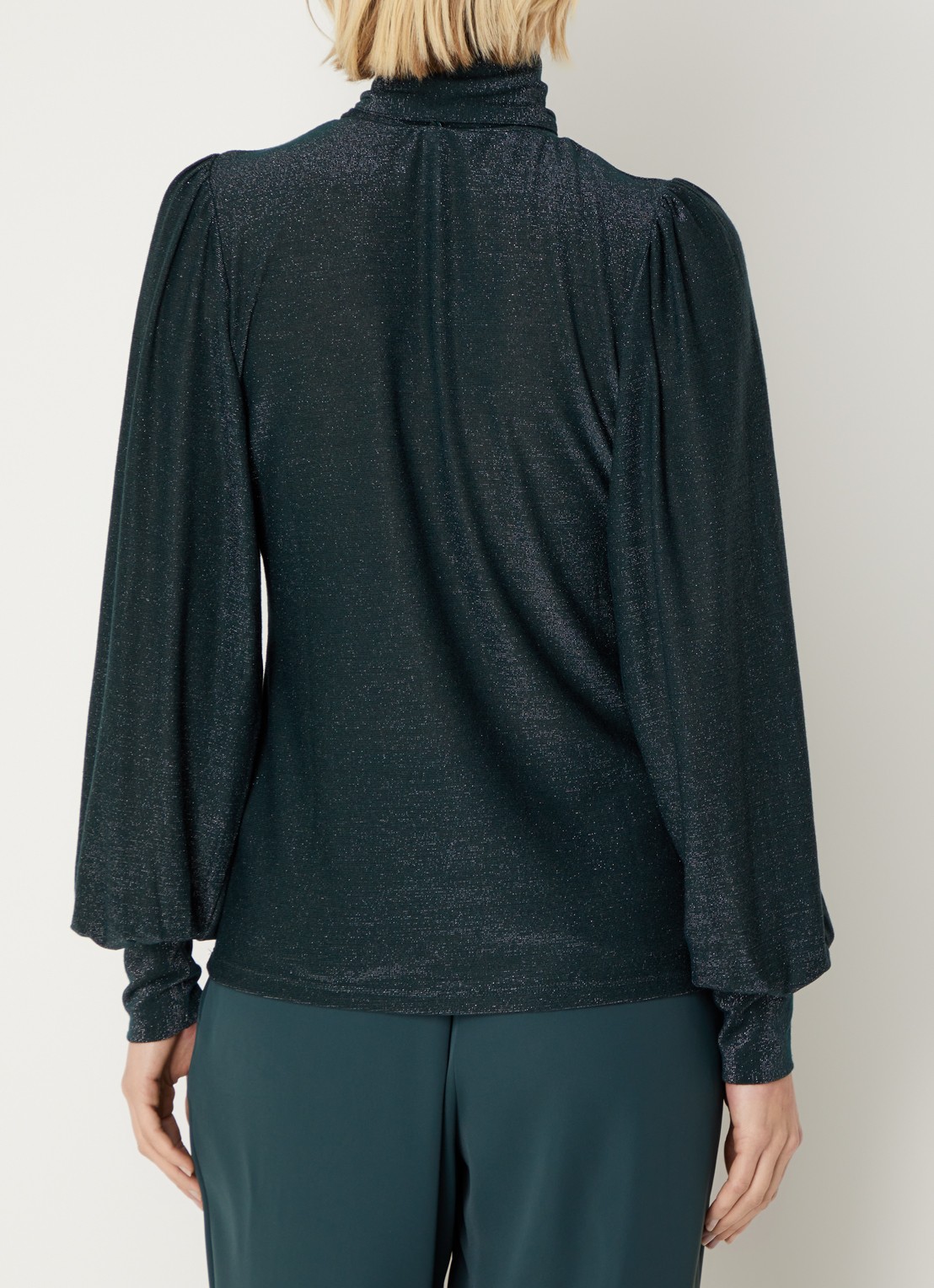 Summum Top met lurex en afneembare sjaalkraag - achterkant 3 groen