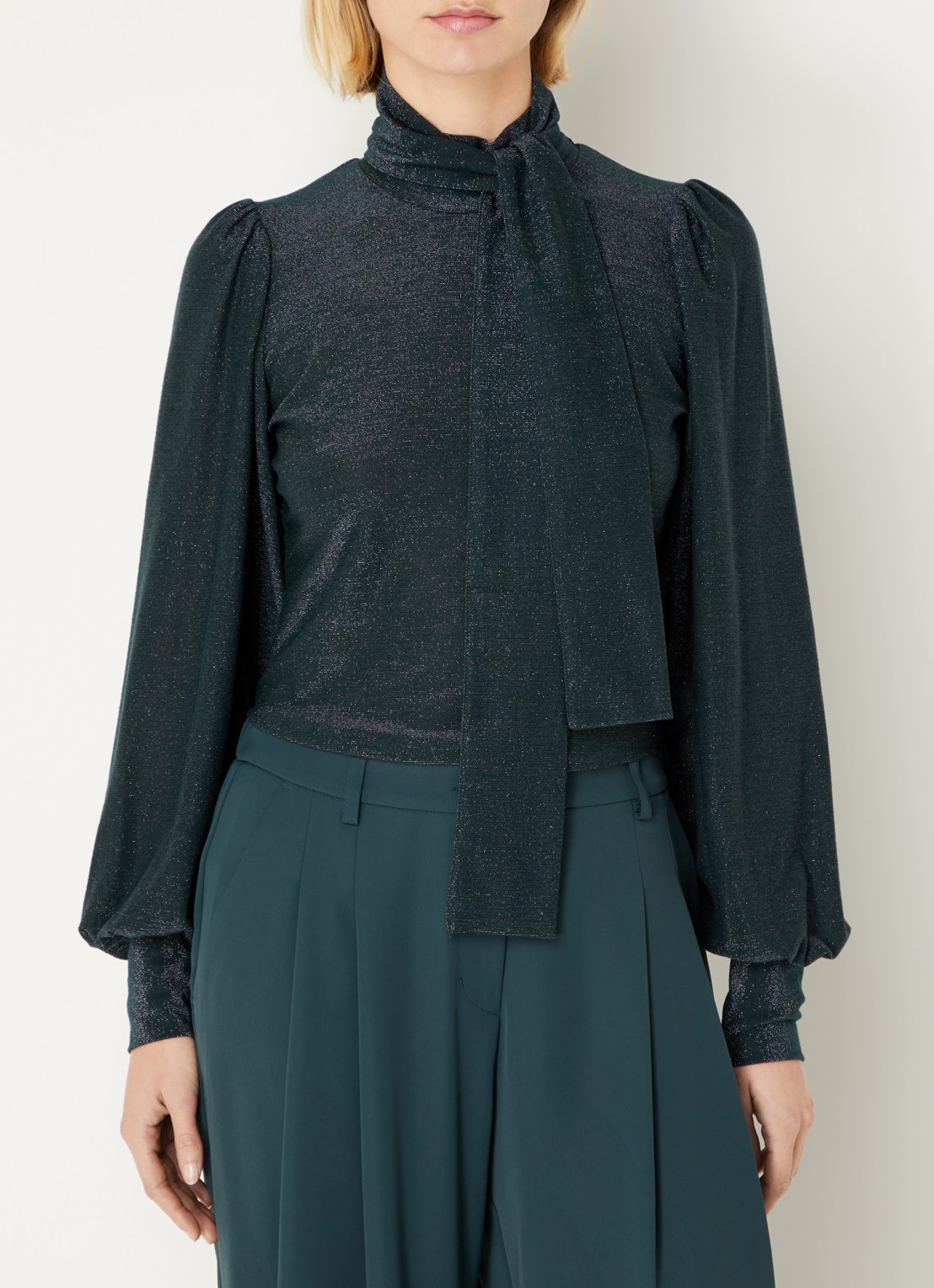 Summum Top met lurex en afneembare sjaalkraag - detail 4 groen