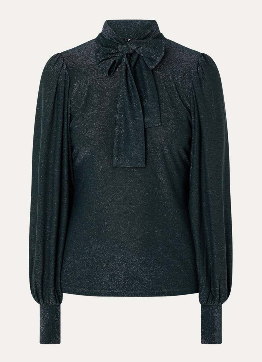 Summum Top met lurex en afneembare sjaalkraag - voorkant groen