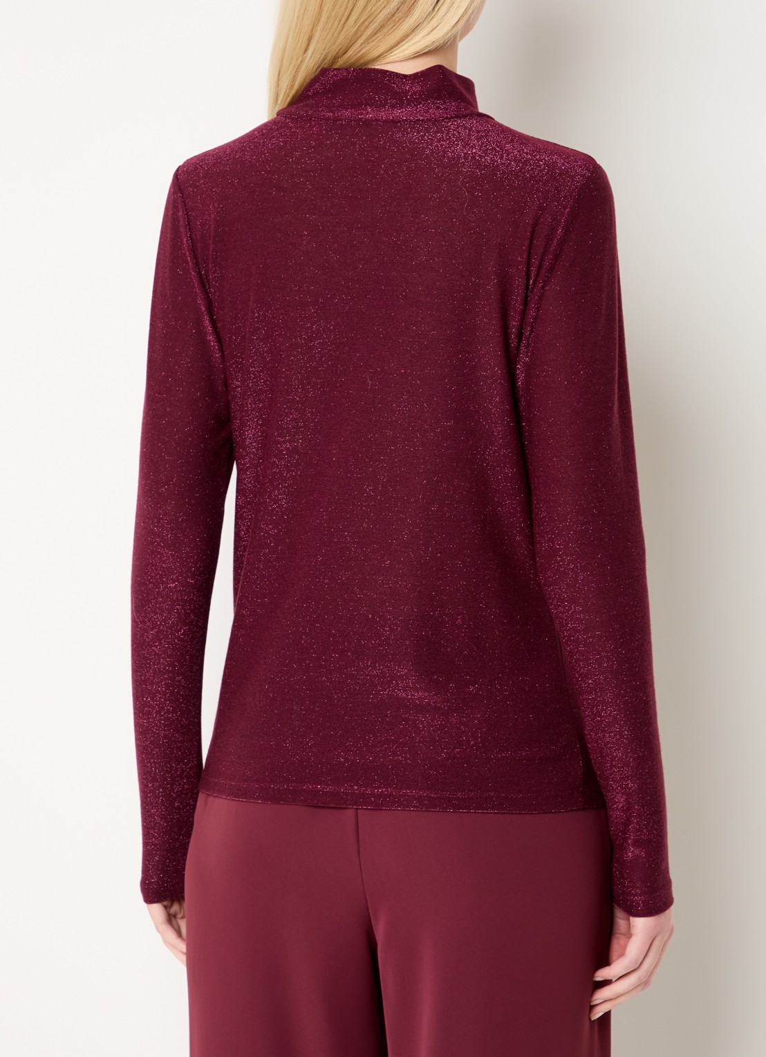 Summum Top met lurex en col - achterkant 3 bordeauxrood