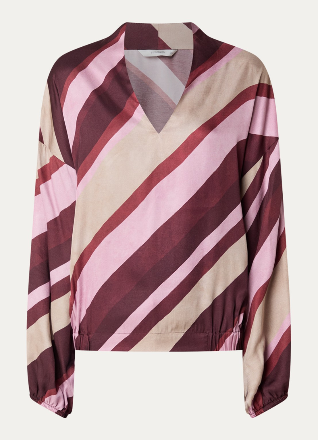 Summum Top met streepprint - voorkant donkerrood
