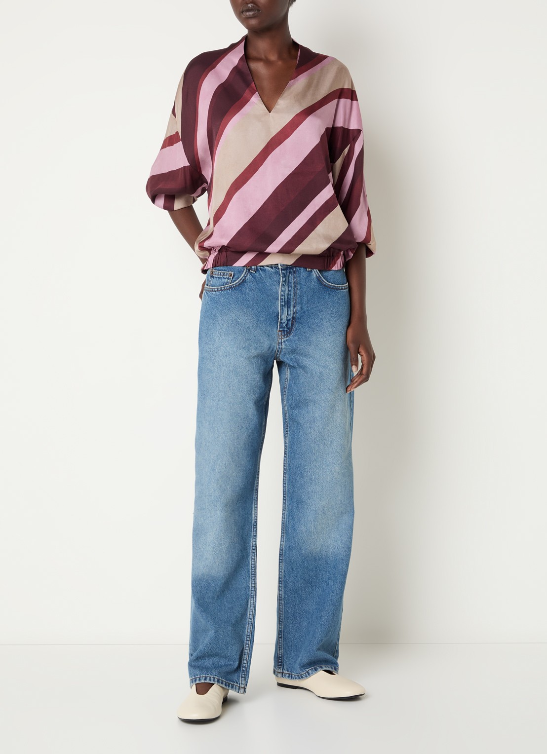 Summum Top met streepprint - voorkant 2 donkerrood