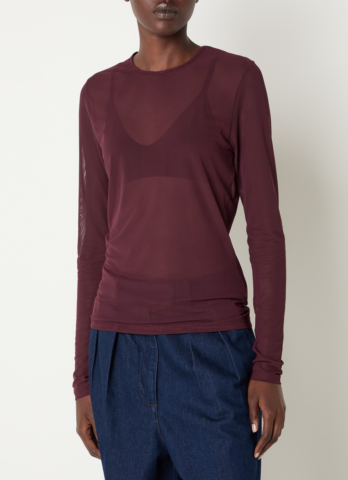 Summum Top van mesh - detail bordeauxrood