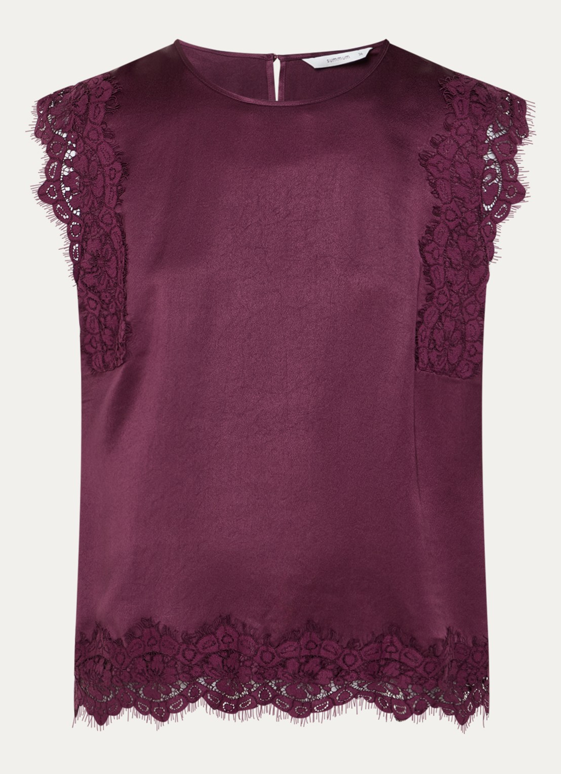 Summum Top van satijn met details van kant - voorkant 3 aubergine