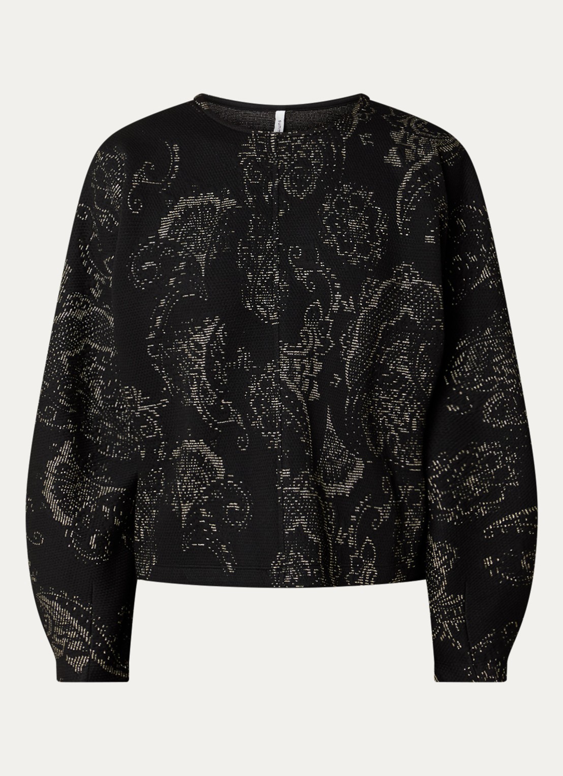 Summum Trui van jersey met jacquard dessin en lurex - voorkant zwart