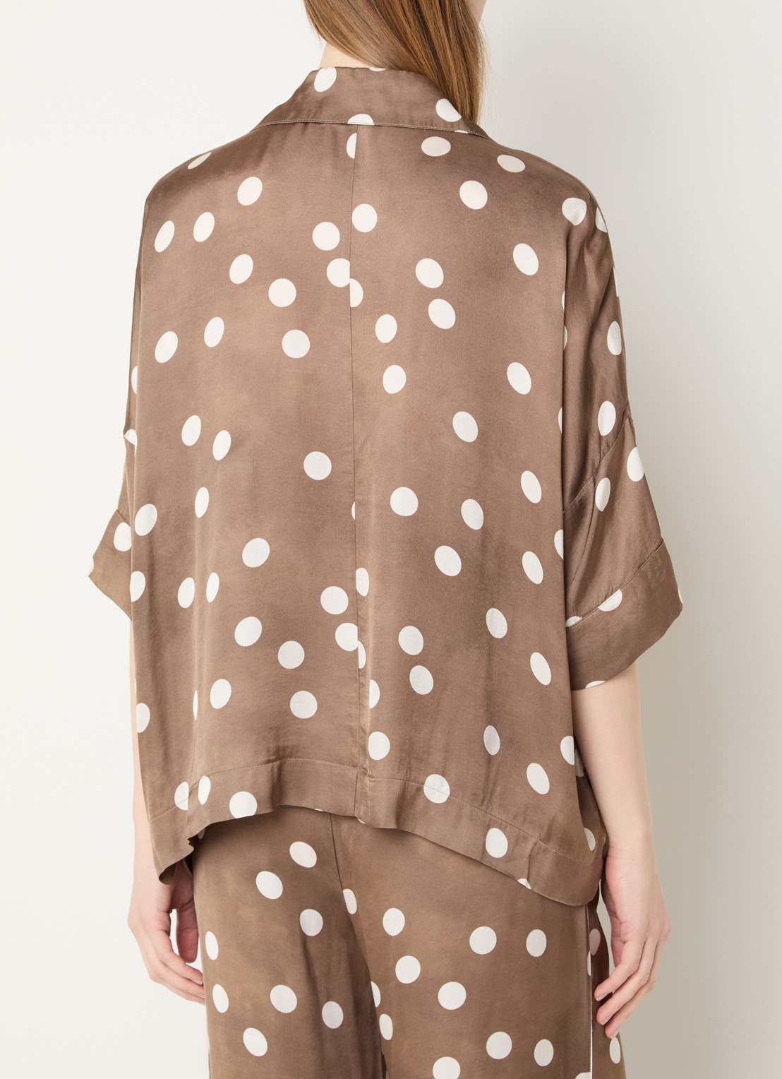 Summum Tuniek met V-hals en stippenprint - achterkant lichtbruin