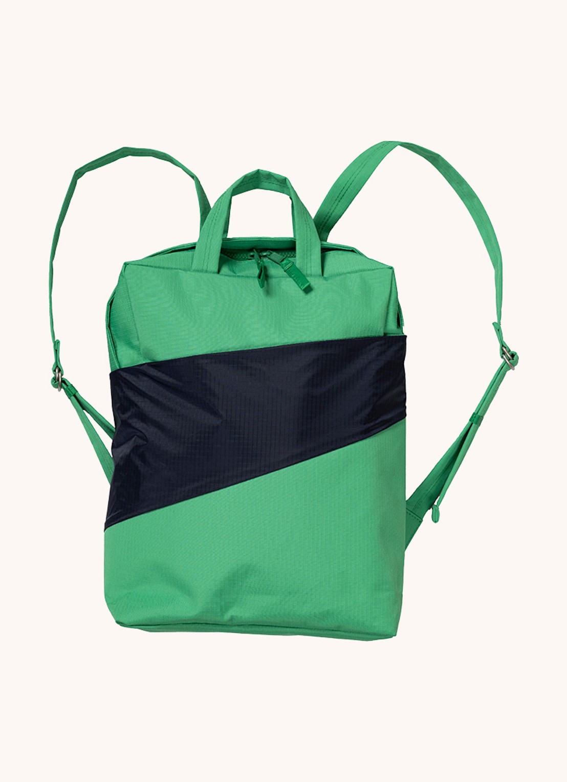 SUSAN BIJL The New Backpack waterafstotende rugzak met 13 inch laptopvak - voorkant groen