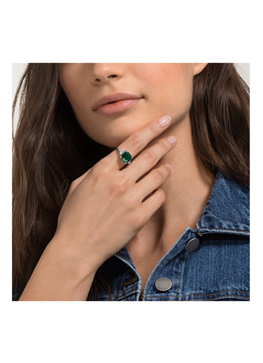 Swarovski Attract ring met kristal  - voorkant 4 zilver