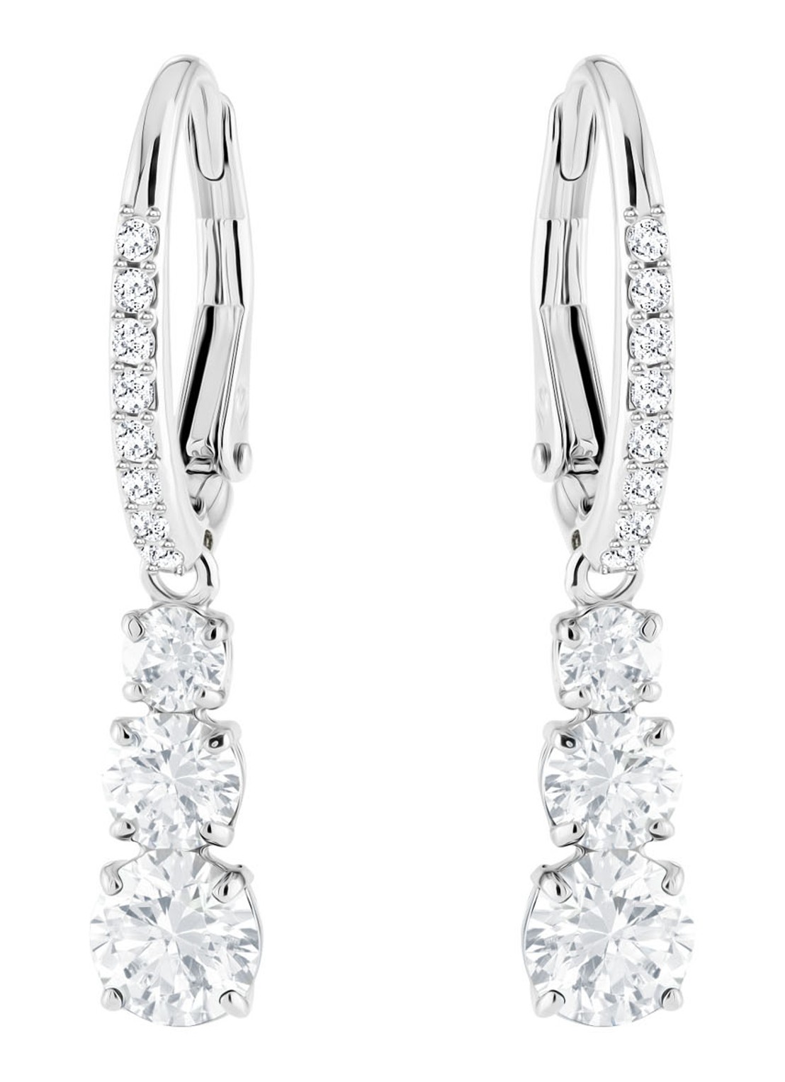 Swarovski Attract Trilogy oorringen met kristal - voorkant 2 zilver