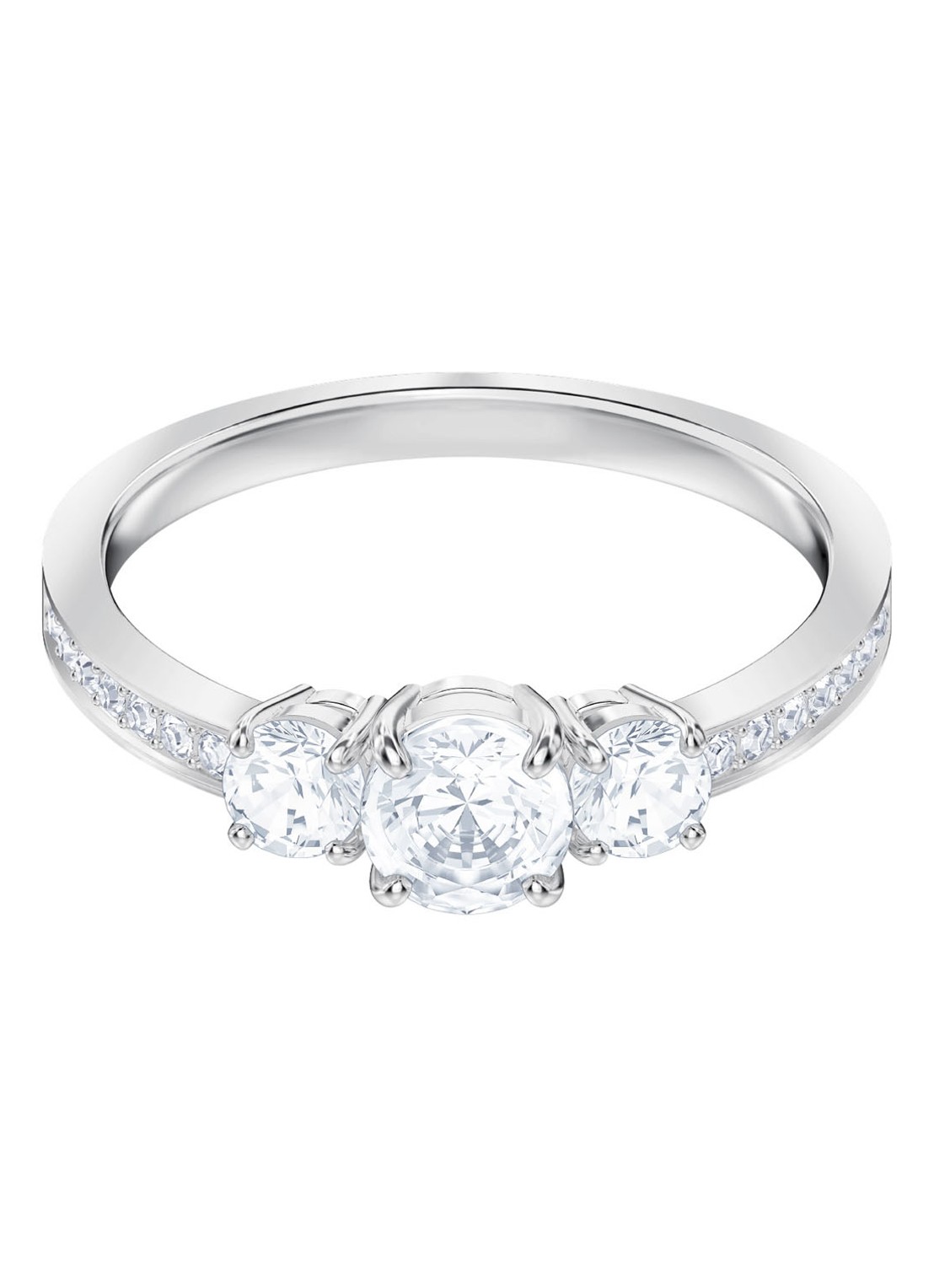 Swarovski Attract Trilogy ring met kristal - voorkant zilver