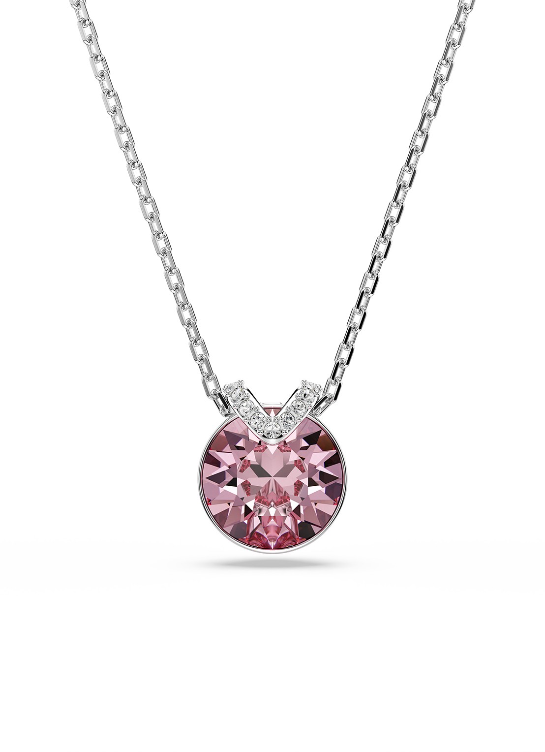 Swarovski Bella ketting met kristal - voorkant zilver