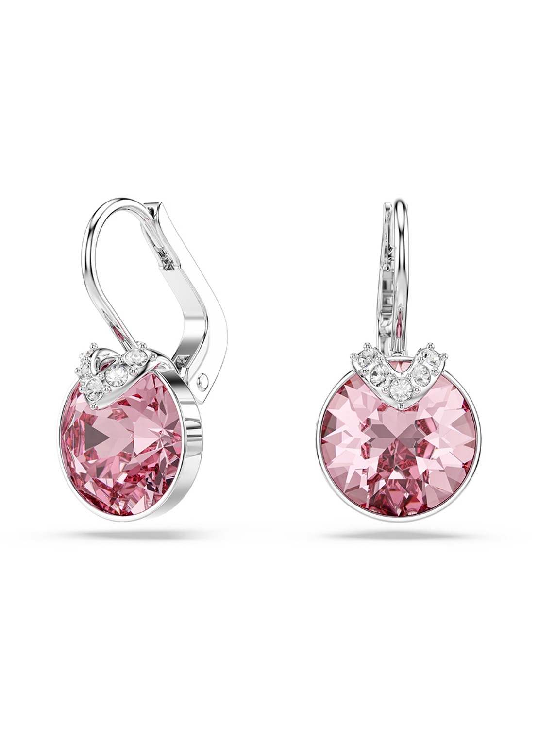 Swarovski Bella oorhangers met kristal - voorkant 4 zilver