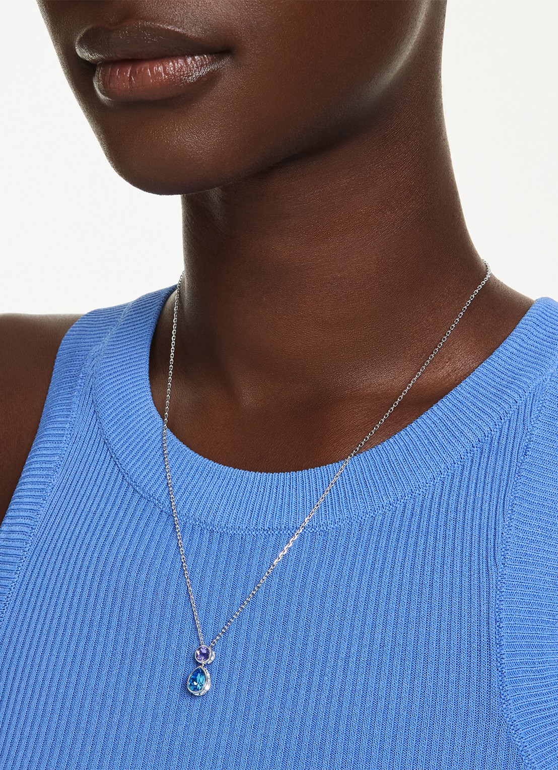 Swarovski Chroma ketting met kristal - detail 6 zilver