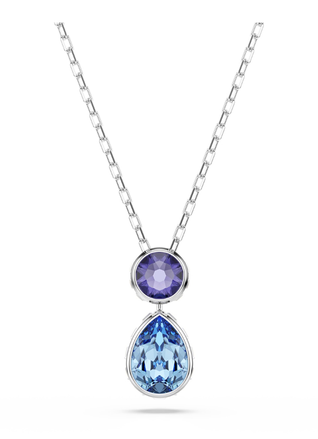 Swarovski Chroma ketting met kristal - voorkant zilver