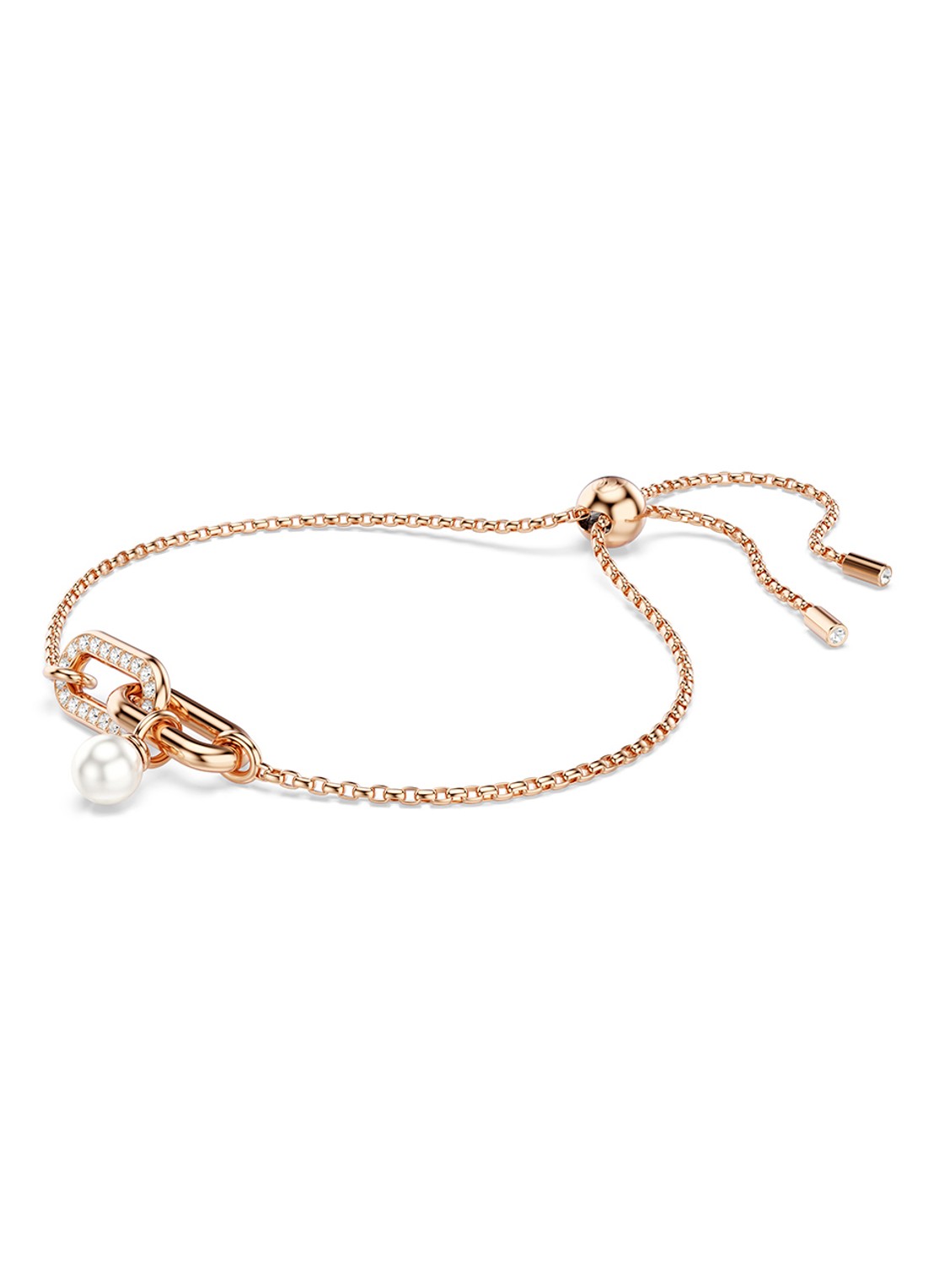 Swarovski Constella armband met imitatieparel M - detail roségoud