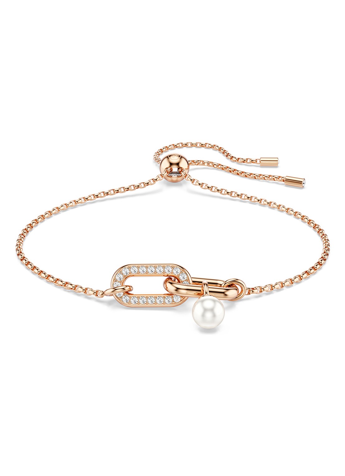 Swarovski Constella armband met imitatieparel M - voorkant 5 roségoud