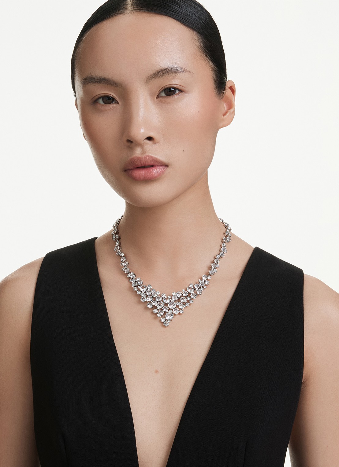 Swarovski Constella ketting met kristal - voorkant 2 zilver