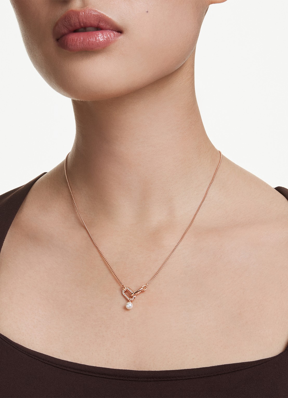 Swarovski Constella ketting met kristal - voorkant 6 roségoud