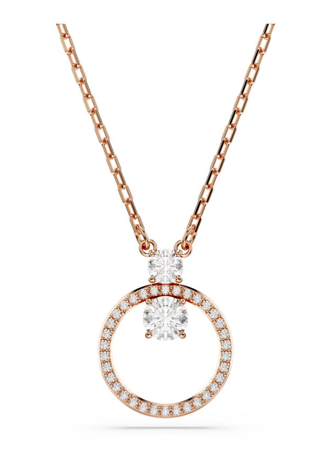 Swarovski Constella ketting met zirkonia - voorkant 4 roségoud