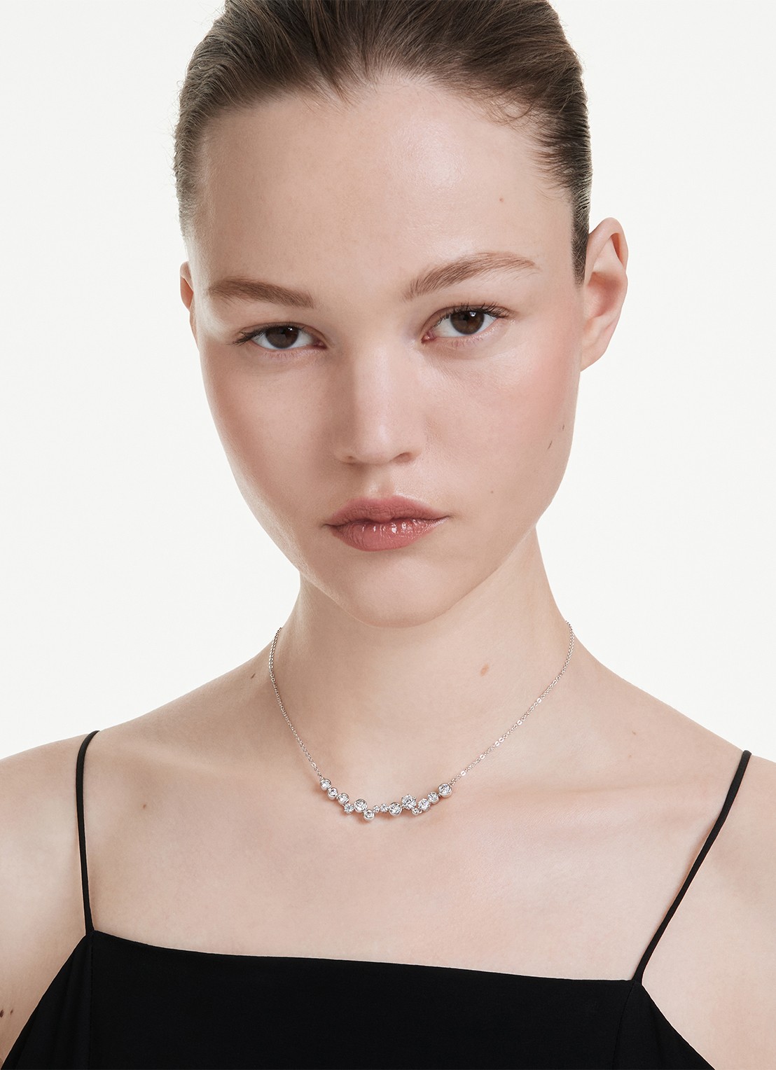 Swarovski Constella ketting met zirkonia - voorkant 2 zilver
