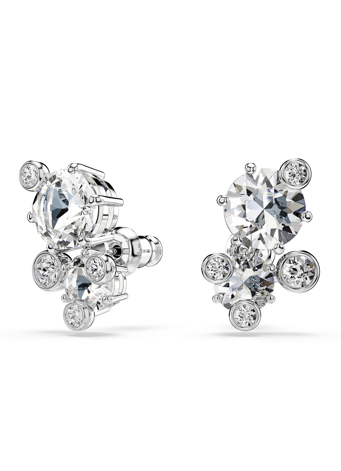 Swarovski Constella oorknopjes met kristal - detail zilver