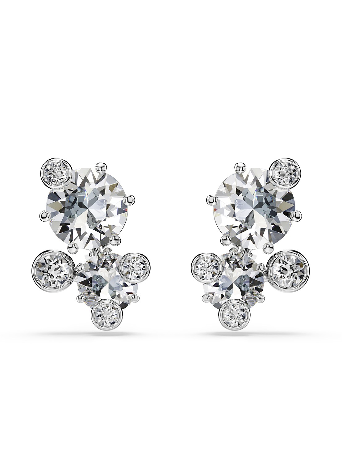 Swarovski Constella oorknopjes met kristal - voorkant 4 zilver