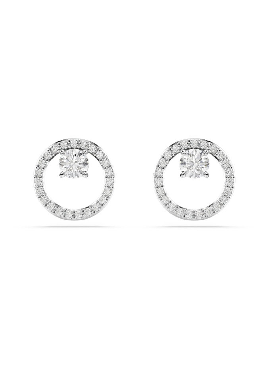 Swarovski Constella oorknopjes met zirkonia - voorkant zilver