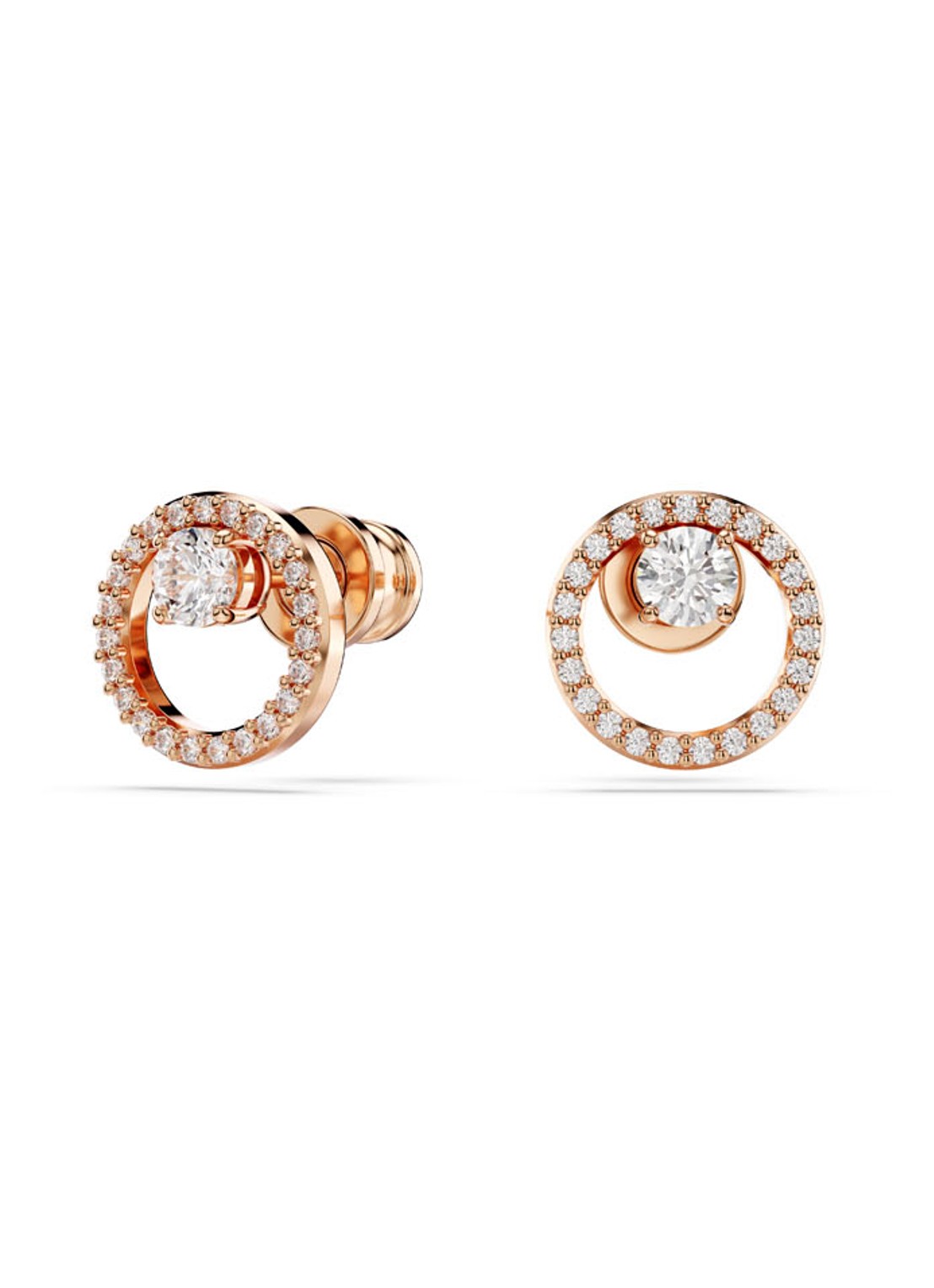 Swarovski Constella oorknopjes met zirkonia - detail roségoud