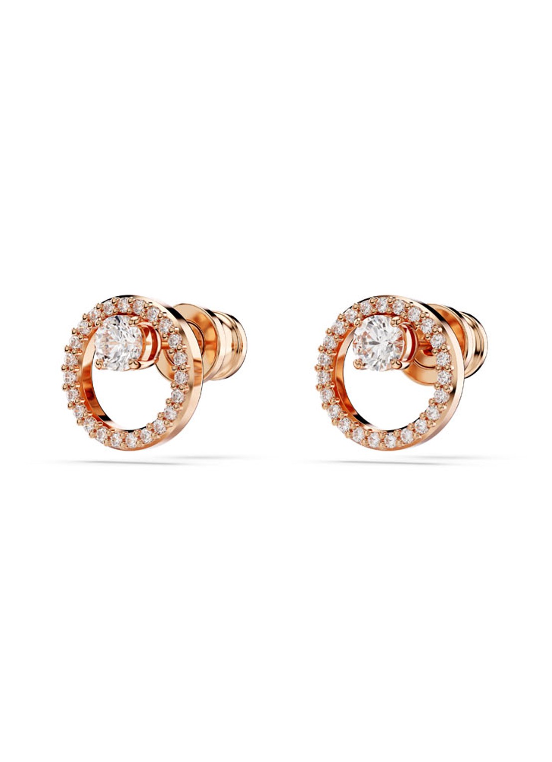 Swarovski Constella oorknopjes met zirkonia - detail 2 roségoud