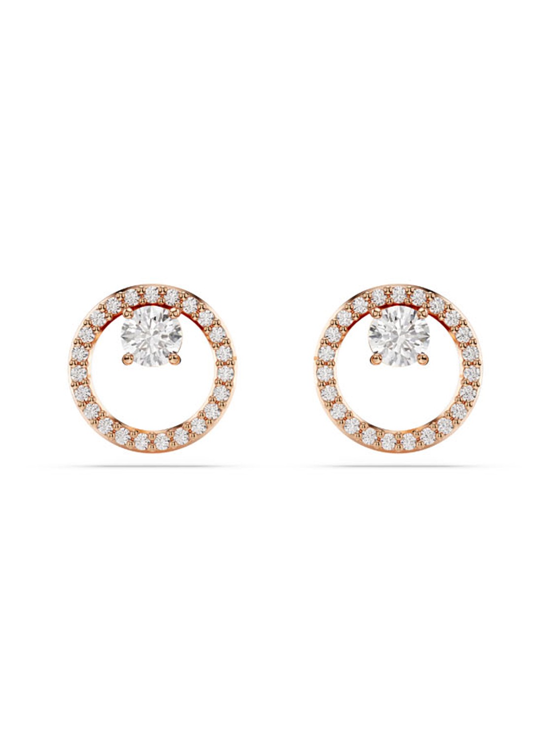 Swarovski Constella oorknopjes met zirkonia - voorkant 4 roségoud