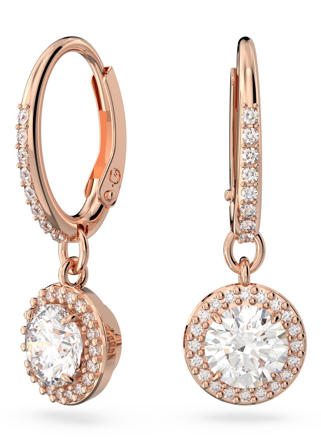 Swarovski Constella oorringen met kristal - voorkant roségoud
